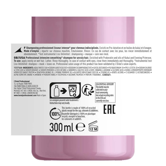 L’Oreal Professionnel Serie Expert Liss Unlimited Šampon 300ml deklaracija