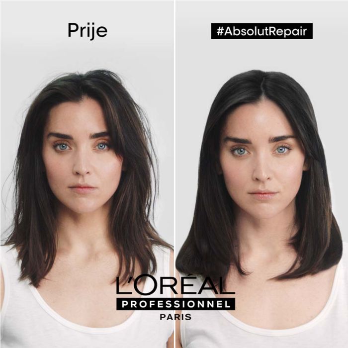 L’Oreal Professionnel Serie Expert Absolut Repair Zlatna Maska 250ml prije i poslije