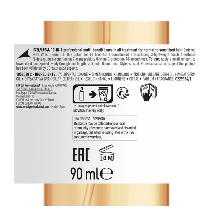 L’Oreal Professionnel Serie Expert Absolut Repair Ulje 90ml deklaracija