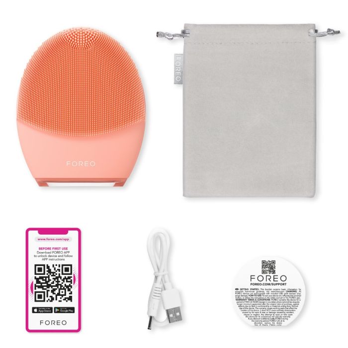 Foreo Luna 4 uređaj za uravnoteženu kožu, kabel, uputstvo i torbica za uređaj
