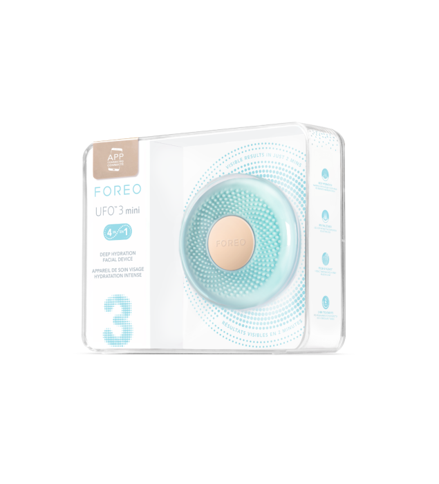 Foreo UFO 3 Mini Adriatic Blue uređaj u kutiji