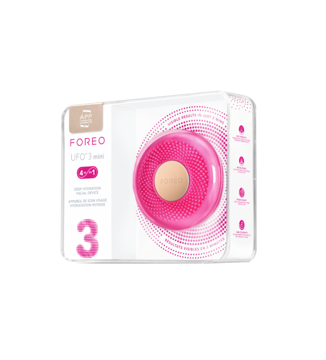 Foreo UFO 3 Mini Fuchsia uređaj u kutiji