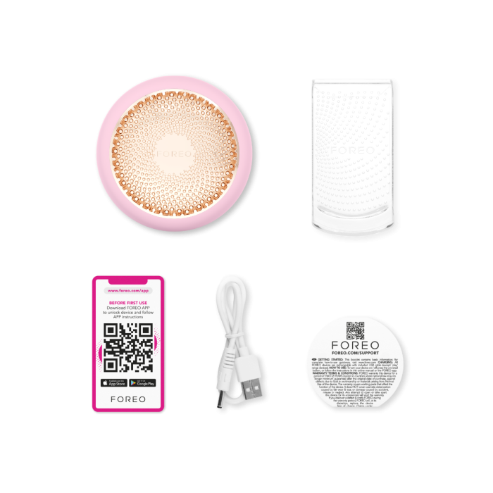 Foreo UFO 3 Pink uređaj, kabel i uputstvo